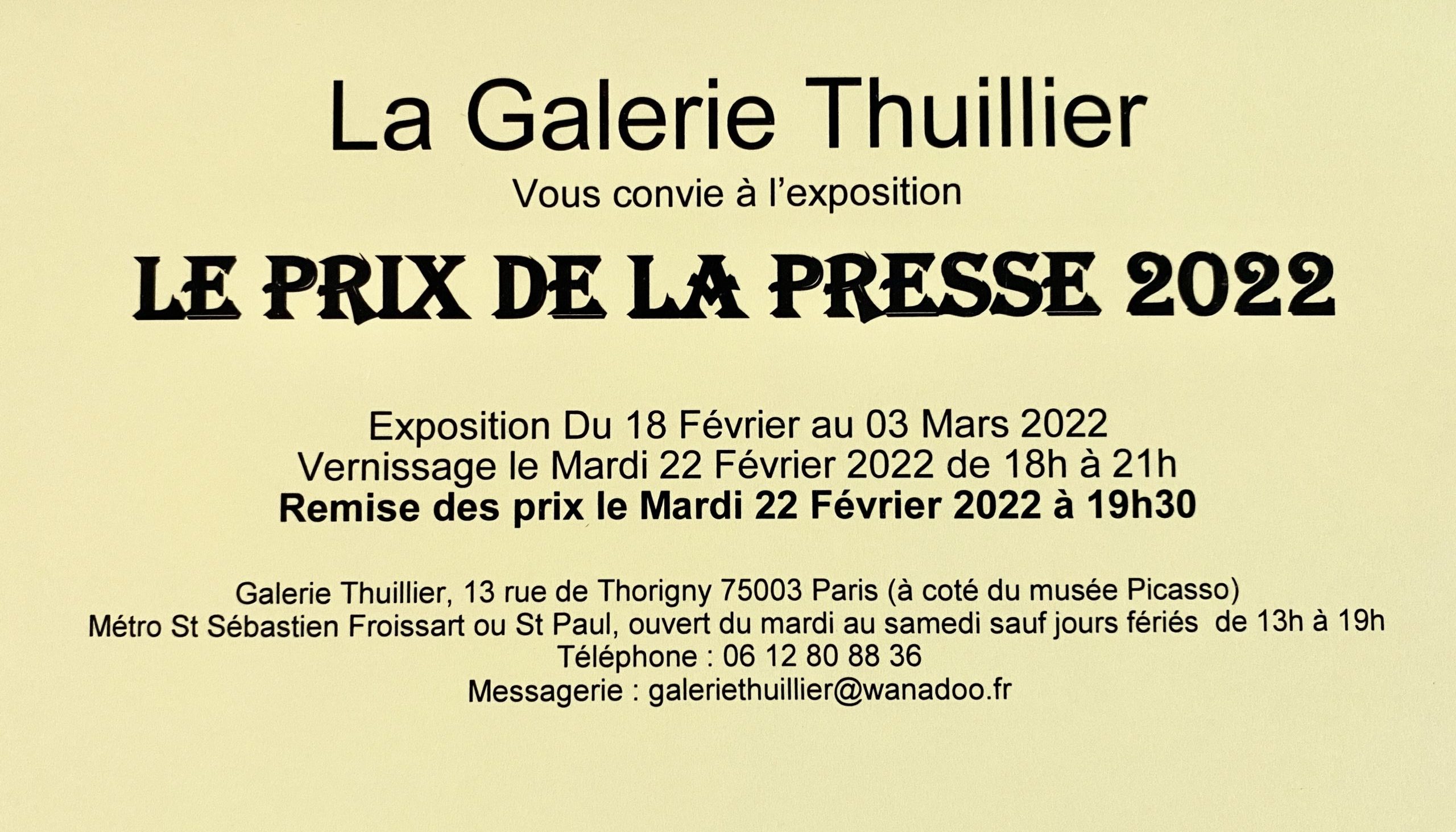 Read more about the article Thuillier gallery – Press reward 2022
